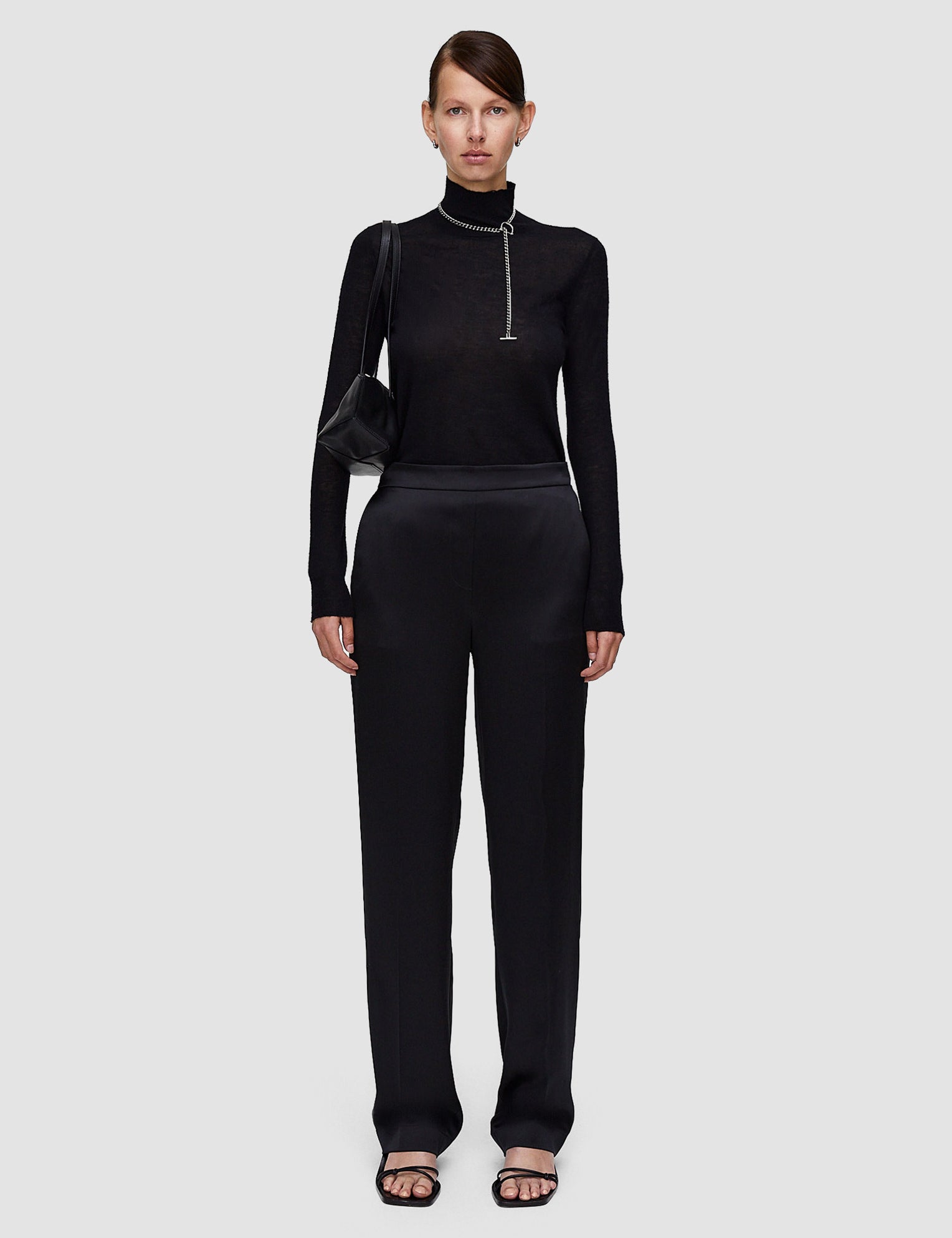 Black Tova Silk Satin Trousers - Joseph