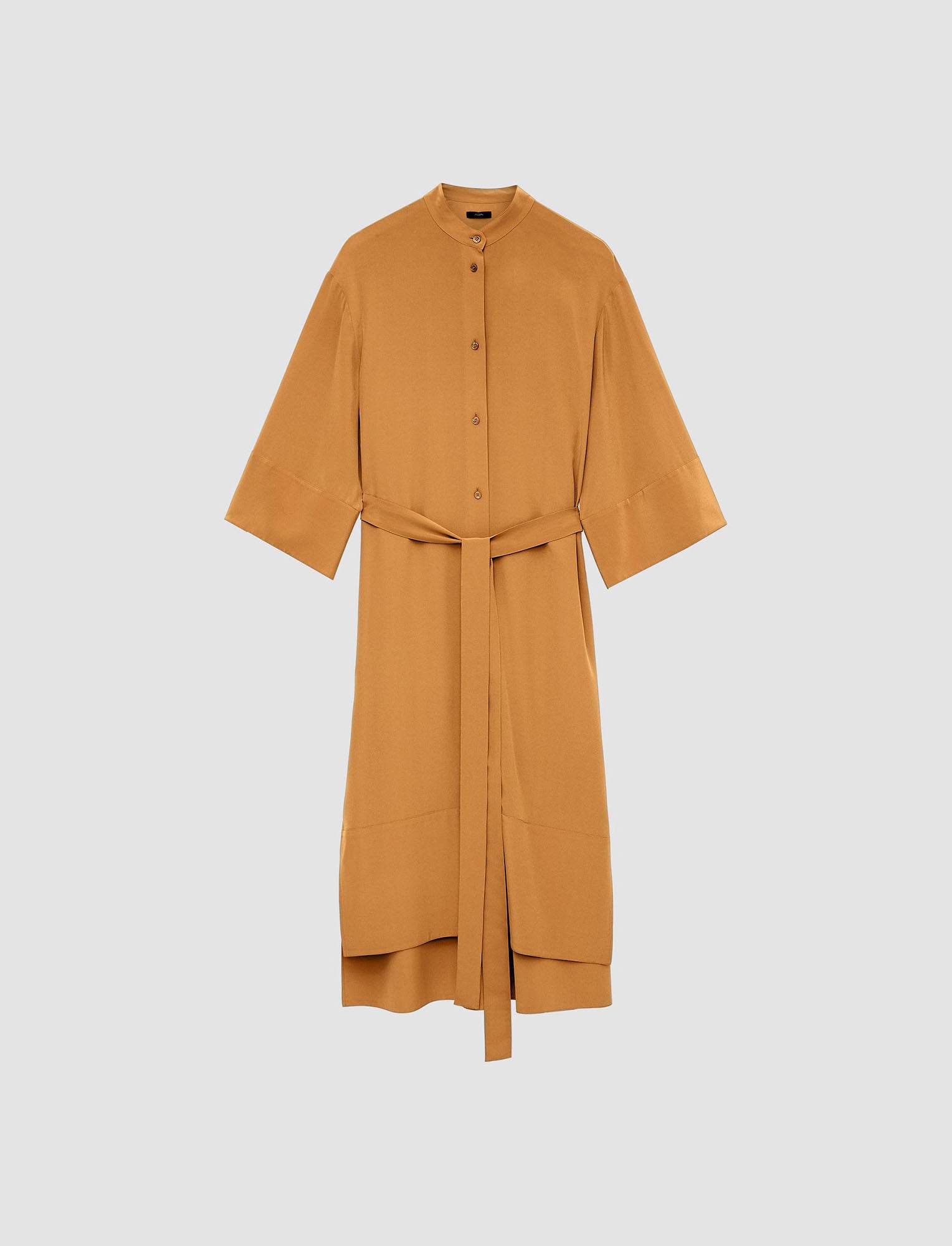 marron-robe-darius-en-crepe-de-soie-JOSEPH