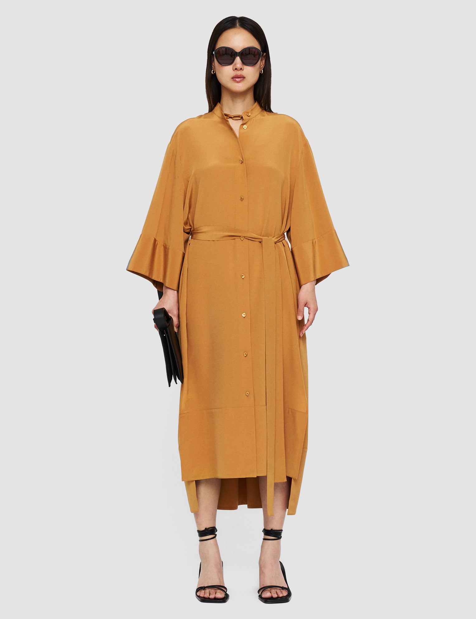 Brown Darius Crepe de Soie Silk Dress - Joseph