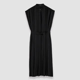 Black Davidge Airy Plissé Dress - Joseph