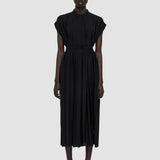 Black Davidge Airy Plissé Dress - Joseph