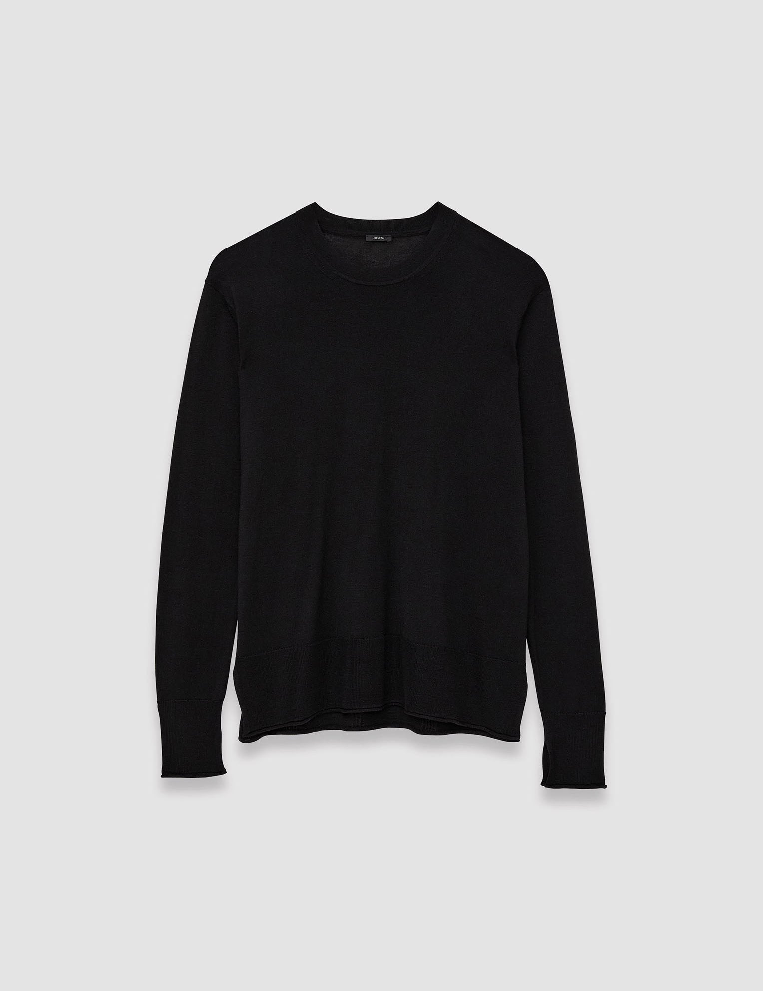 Black Super Fine Merino Silk Round Neck Jumper - Joseph