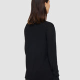 Black Super Fine Merino Silk Round Neck Jumper - Joseph