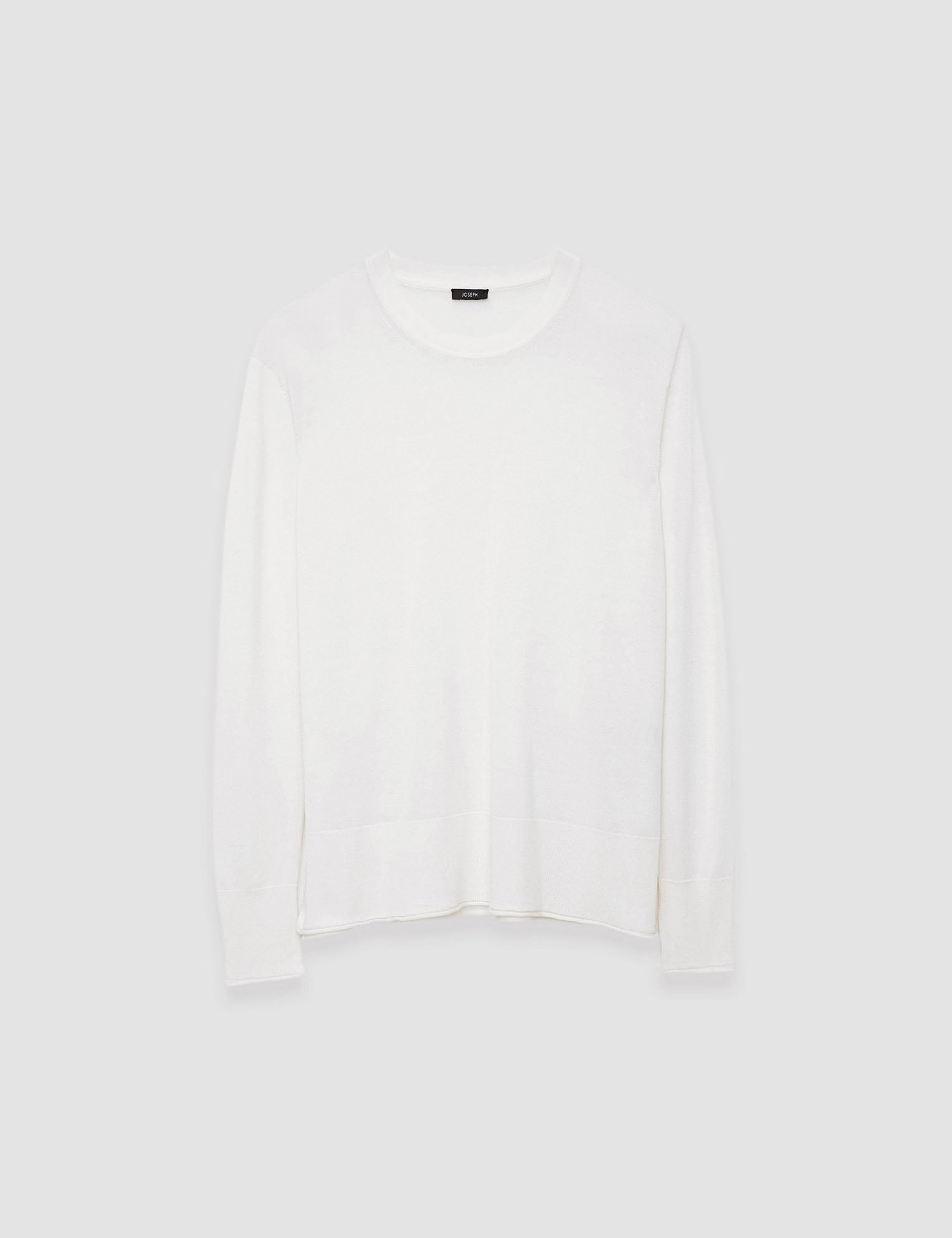 White Super Fine Merino Silk Round Neck Jumper - Joseph