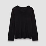 Black Super Fine Merino Silk V Neck Jumper - Joseph