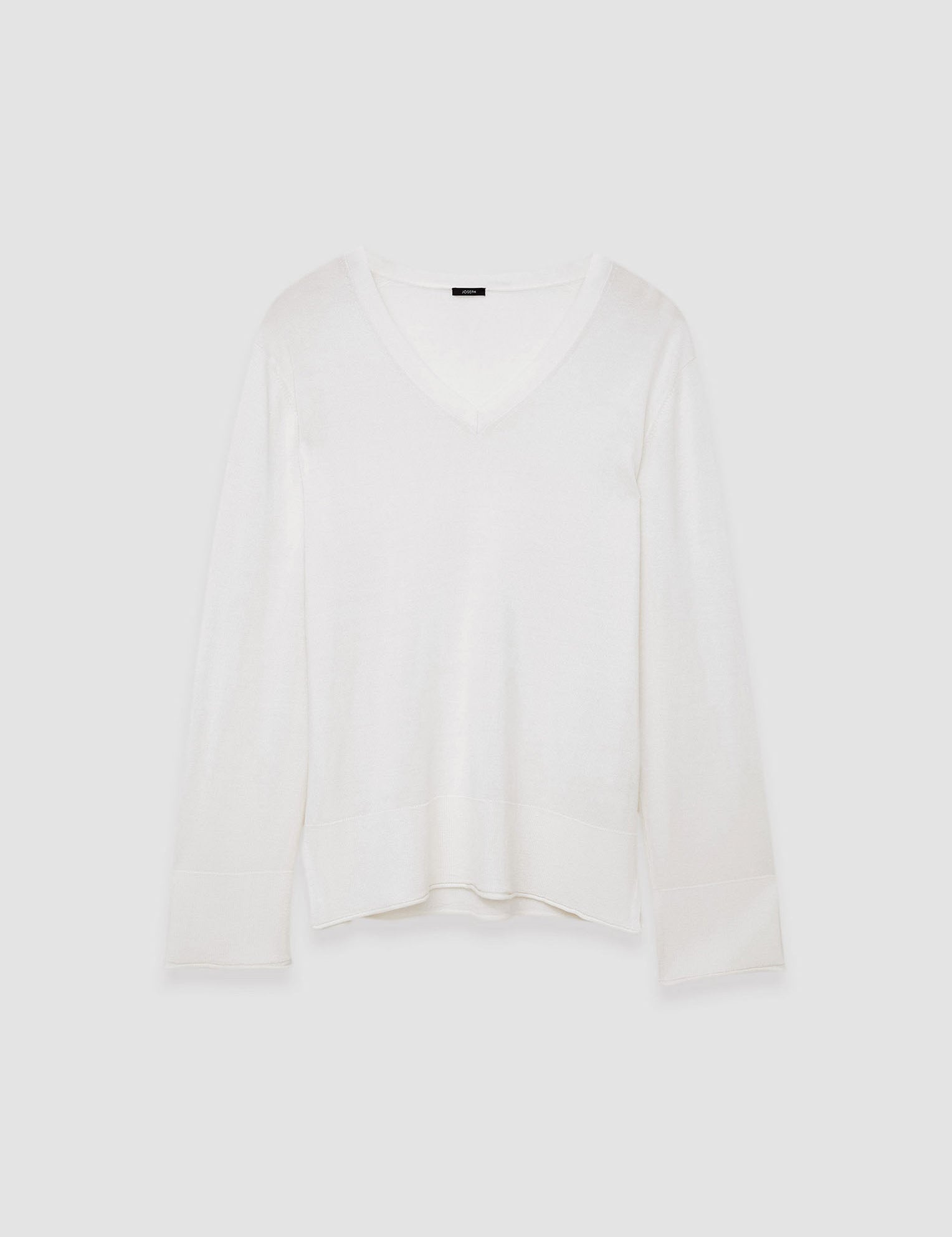 White Super Fine Merino Silk V Neck Jumper - Joseph