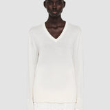 White Super Fine Merino Silk V Neck Jumper - Joseph