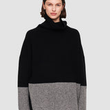 Black Colour Block High Neck Jumper - Joseph