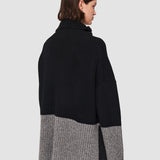 Black Colour Block High Neck Jumper - Joseph