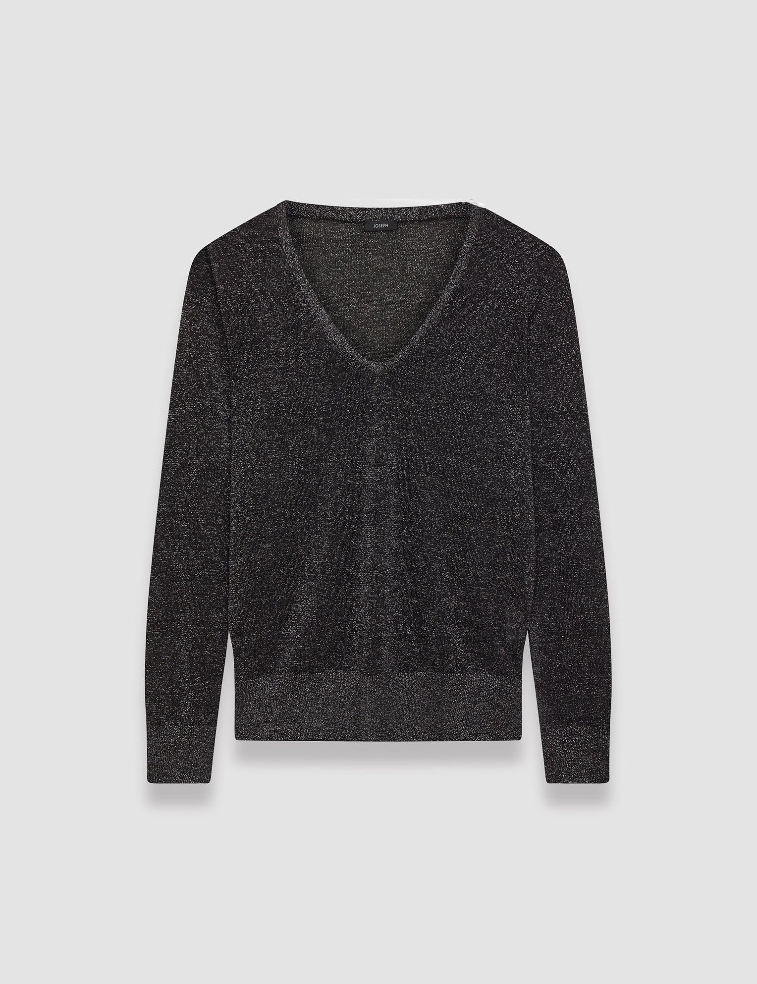 Black Lurex Knit V Neck Jumper - Joseph