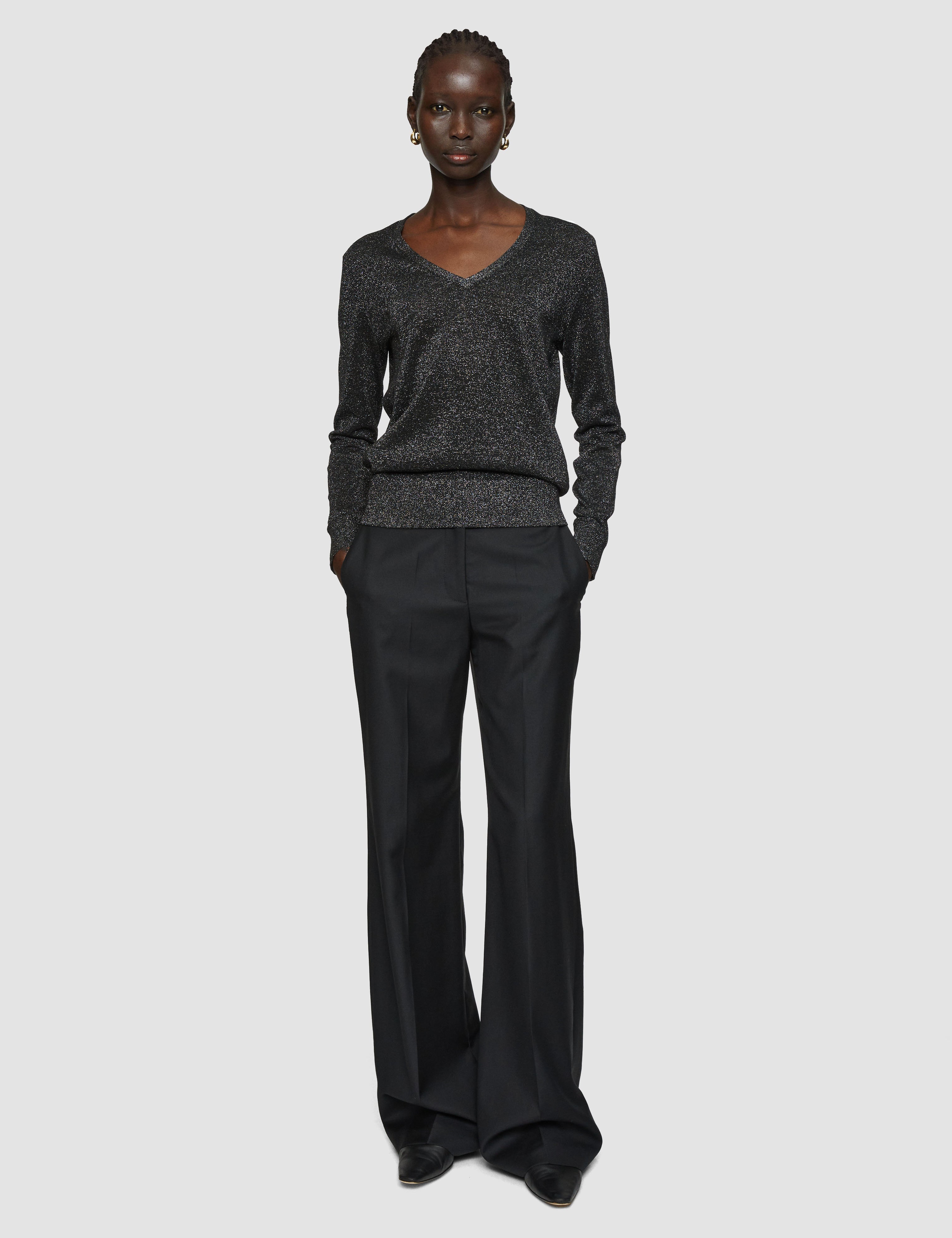 Black Lurex Knit V Neck Jumper - Joseph