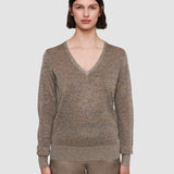 Gold Lurex Knit V Neck Jumper - Joseph