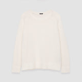 White Open Cashmere Round Neck Jumper - Joseph