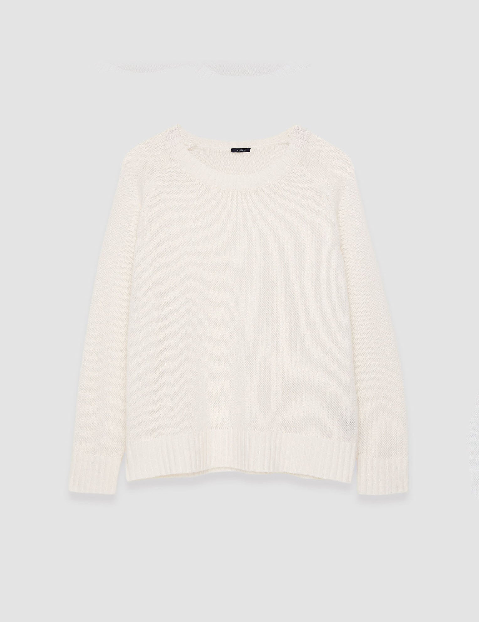 White Open Cashmere Round Neck Jumper - Joseph