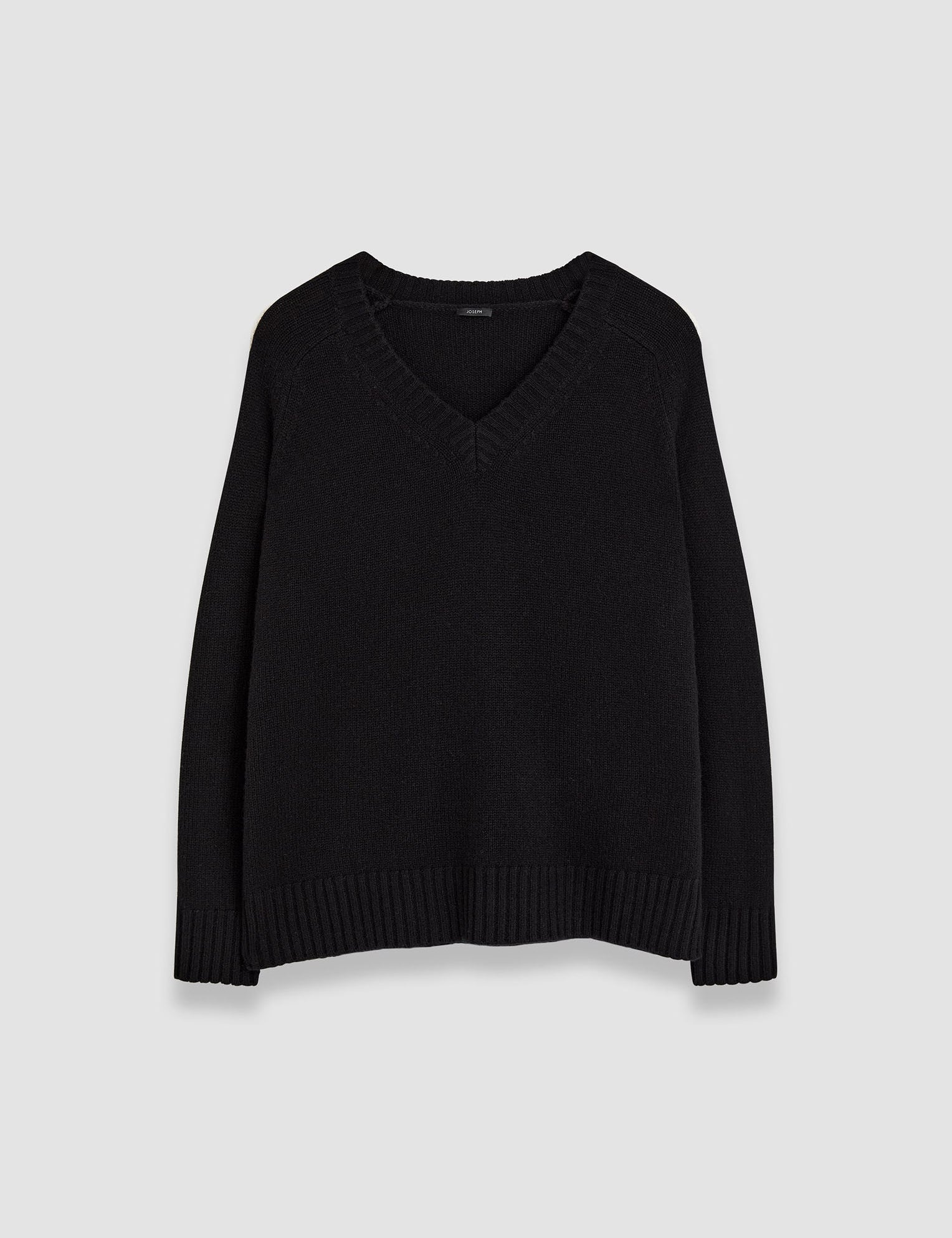 Black Open Cashmere V Neck Jumper - Joseph