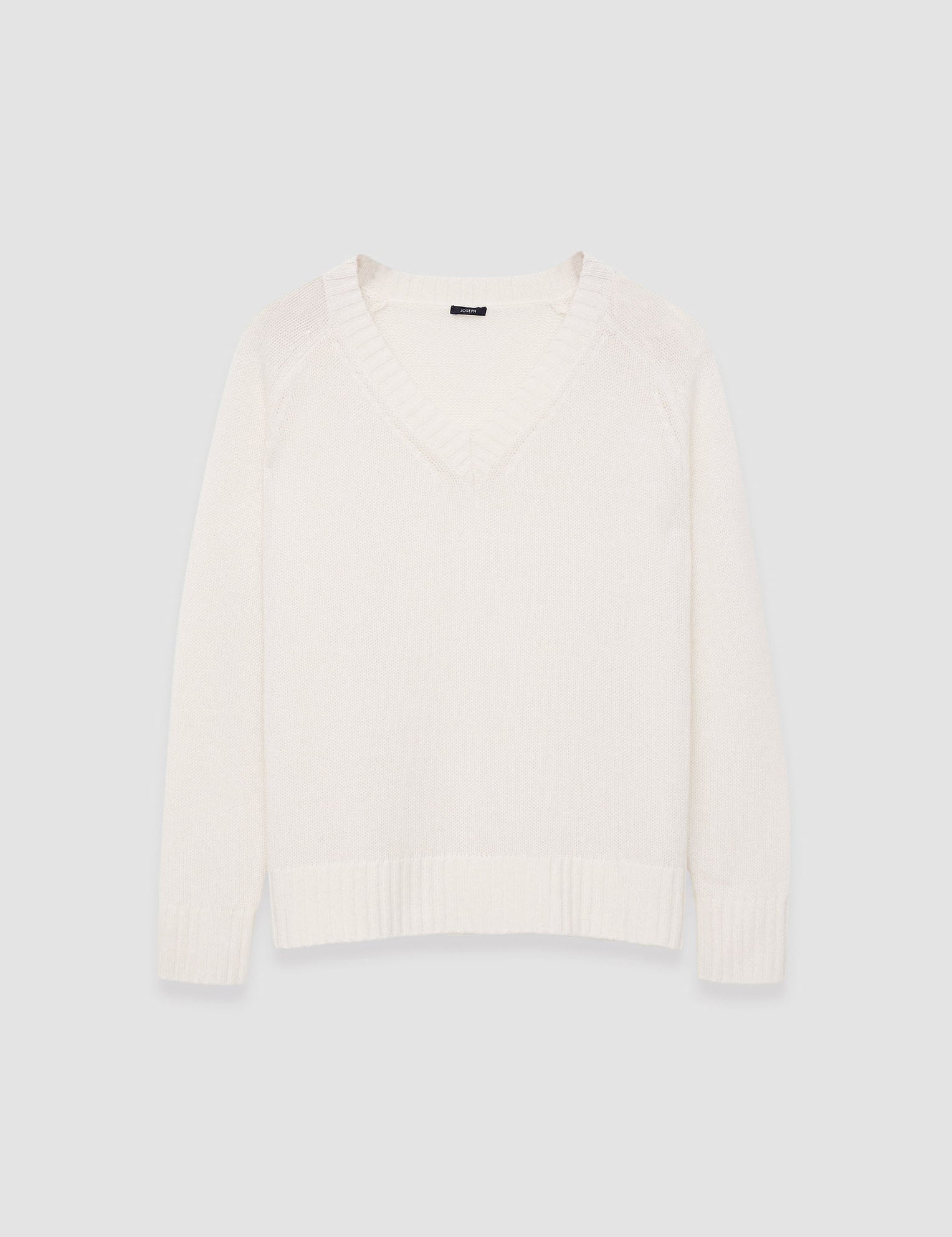 White Open Cashmere V Neck Jumper - Joseph