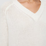 White Open Cashmere V Neck Jumper - Joseph