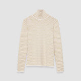 Beige Fine Alcove Jacquard High Neck Jumper - Joseph