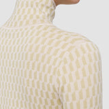 Beige Fine Alcove Jacquard High Neck Jumper - Joseph