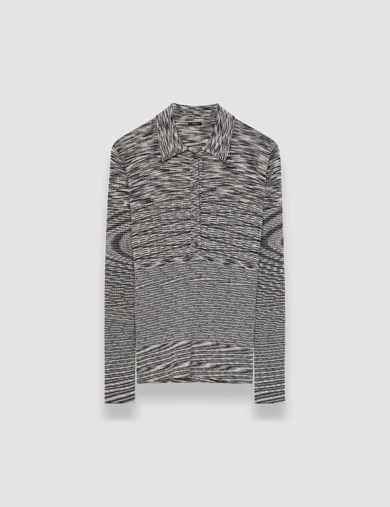 Black Printed Merino Polo Top - Joseph