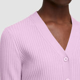 Pink Fine Merino Rib Cardigan - Joseph