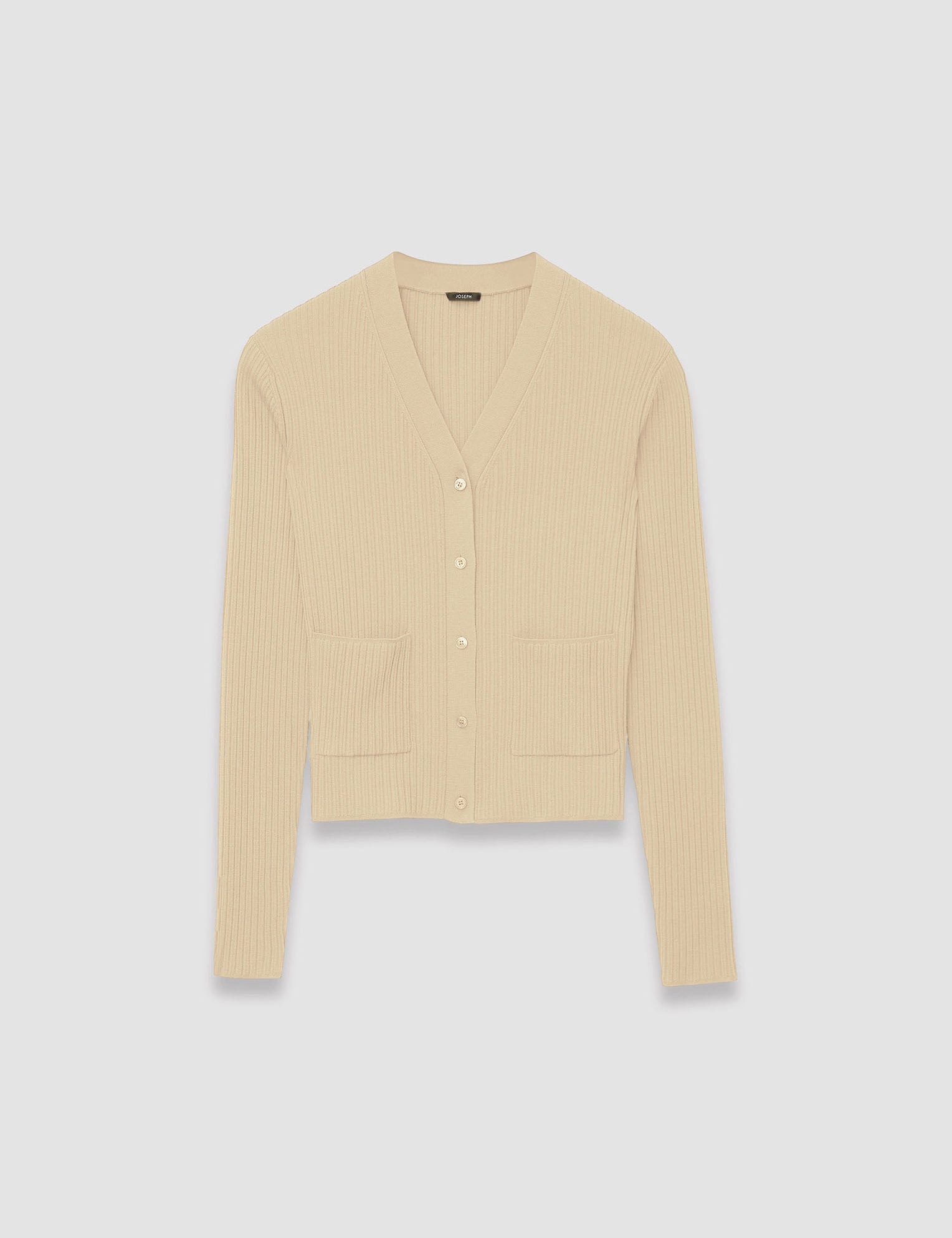 Beige Fine Merino Rib Cardigan - Joseph