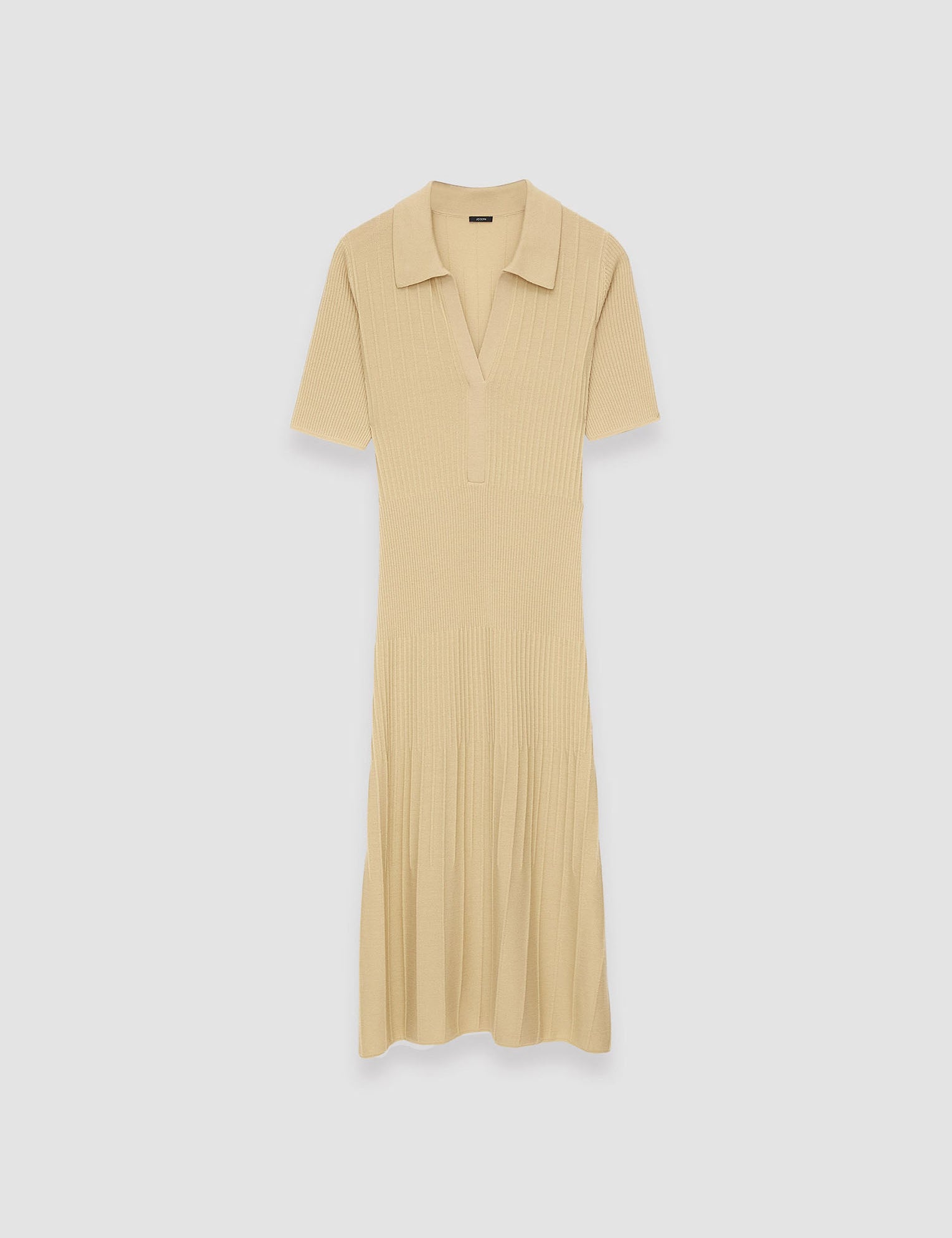 Beige Fine Merino Rib Dress - Joseph