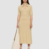 Beige Fine Merino Rib Dress - Joseph