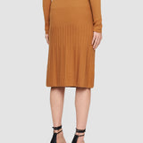 Brown Fine Merino Rib Skirt - Joseph