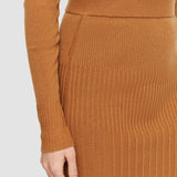 Brown Fine Merino Rib Skirt - Joseph