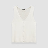 White Linen Cotton Knitted Vest - Joseph