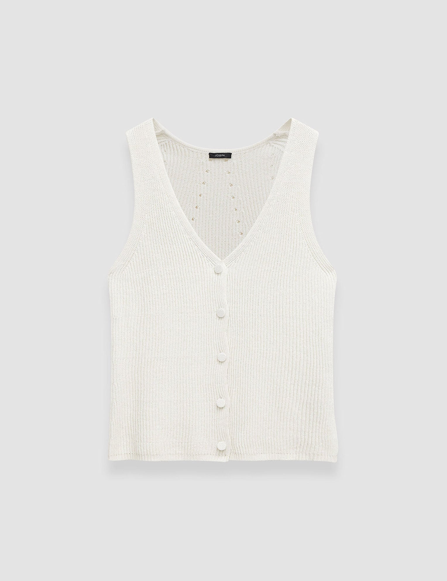 White Linen Cotton Knitted Vest - Joseph