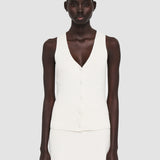 White Linen Cotton Knitted Vest - Joseph