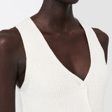 White Linen Cotton Knitted Vest - Joseph