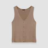 Brown Linen Cotton Knitted Vest - Joseph