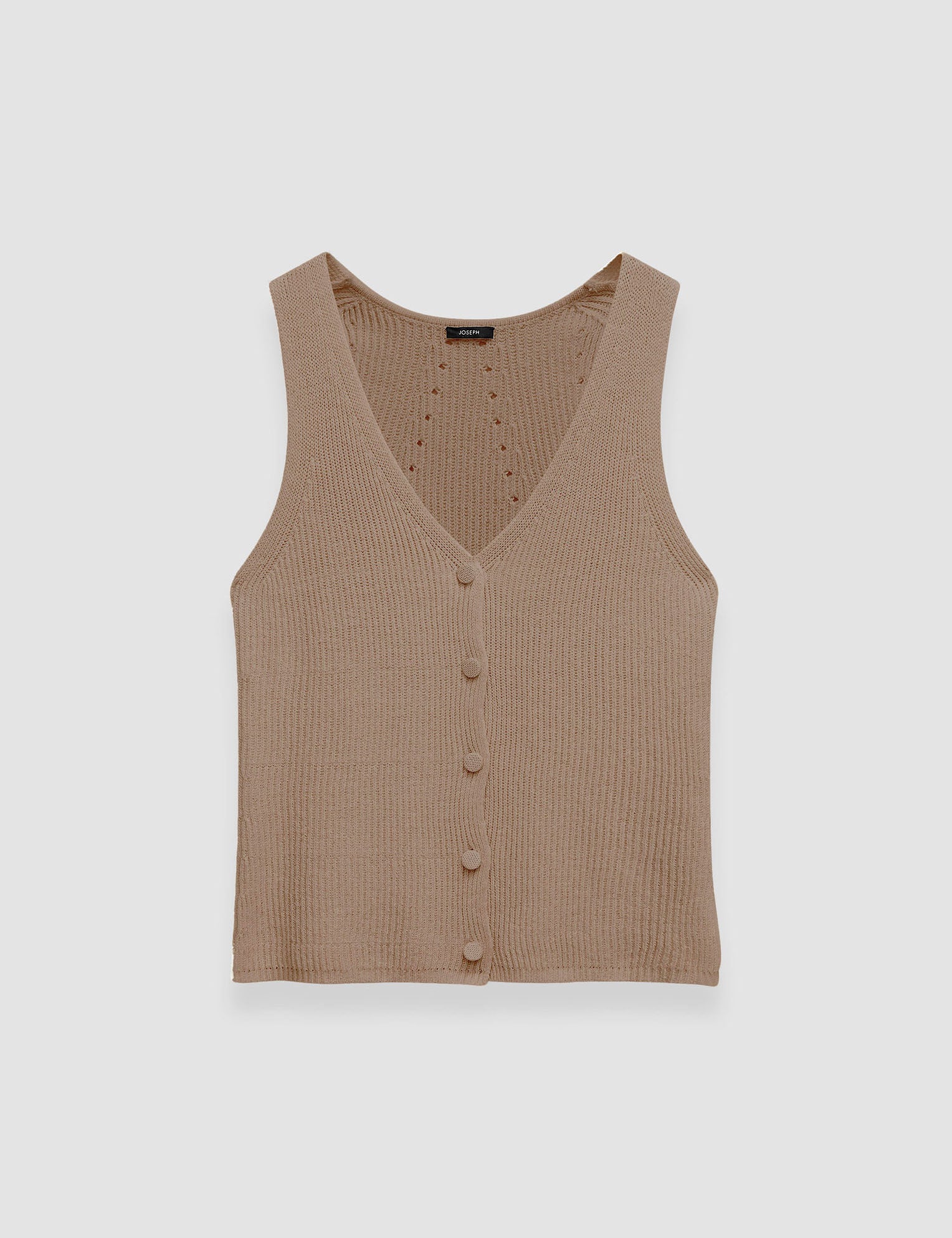 Brown Linen Cotton Knitted Vest - Joseph