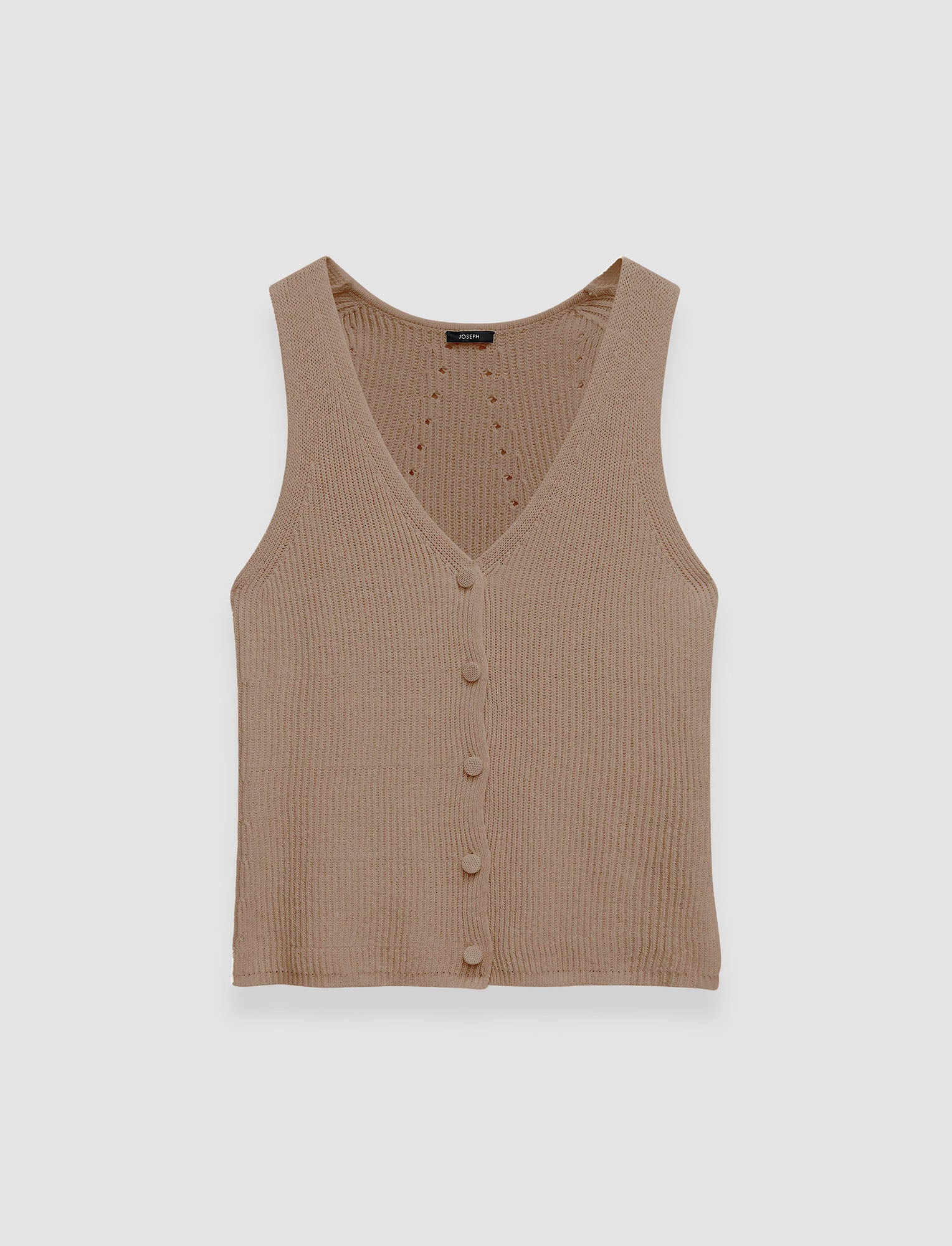 brown-linen-cotton-knitted-vest-JOSEPH