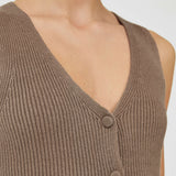 Brown Linen Cotton Knitted Vest - Joseph