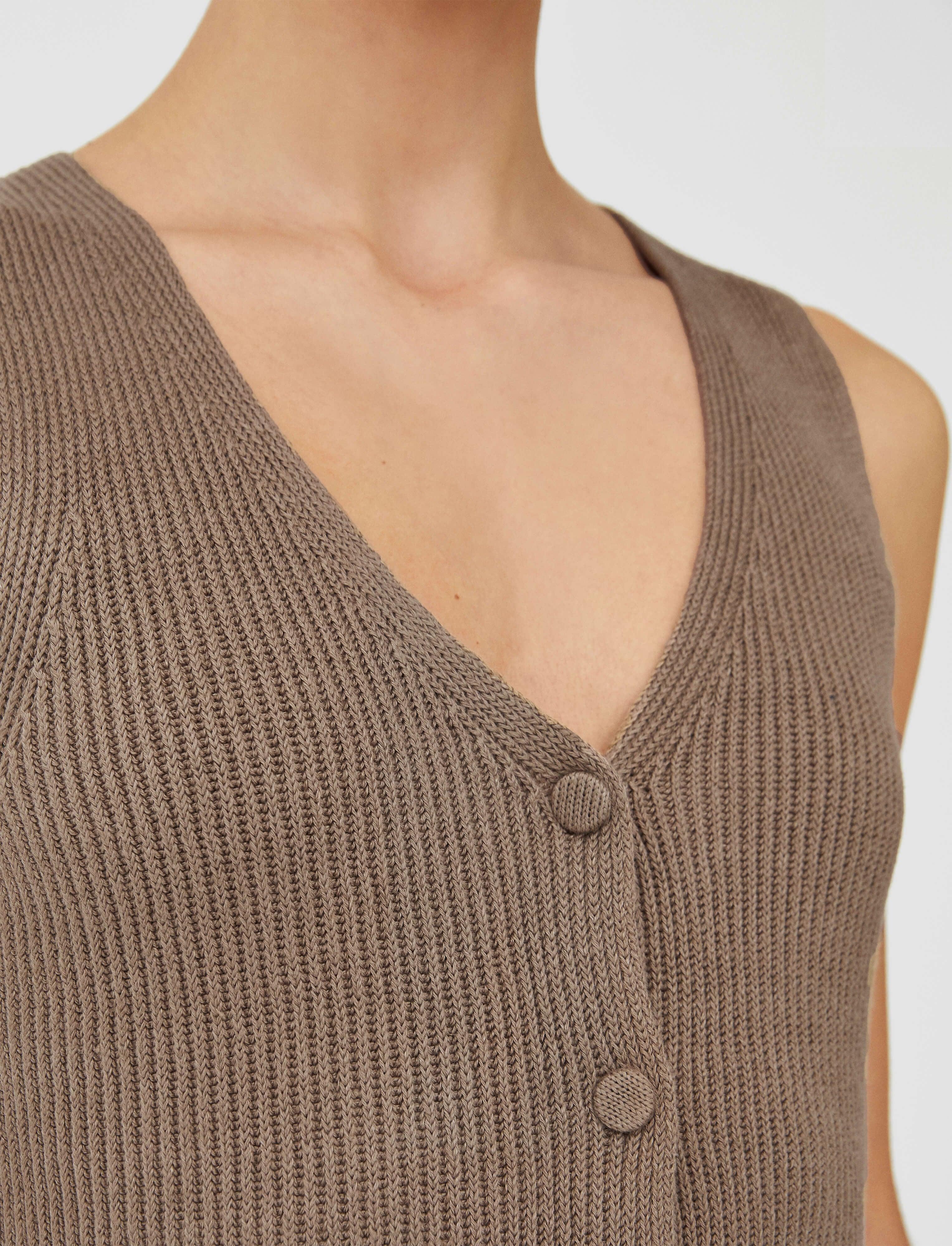 brown-linen-cotton-knitted-vest-JOSEPH