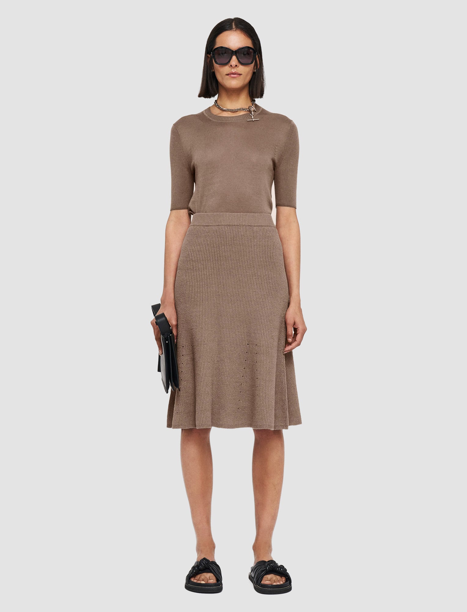 brown-linen-cotton-knitted-skirt-JOSEPH