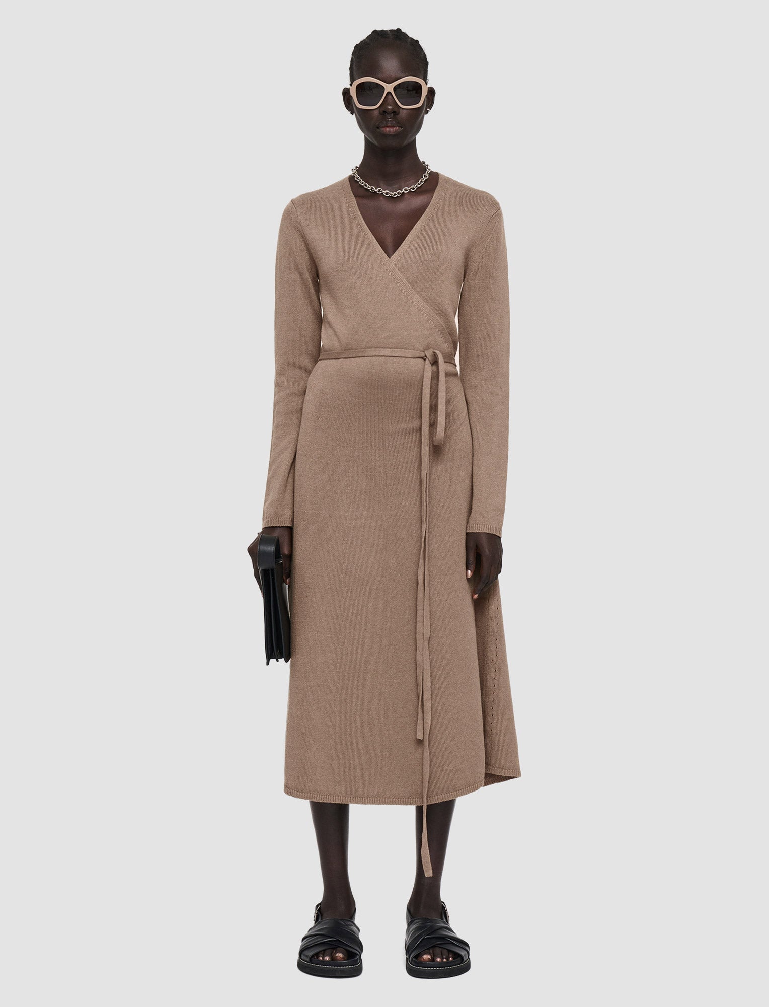 brown-linen-cotton-knitted-dress-JOSEPH