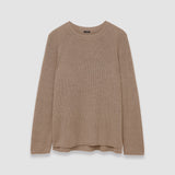 Brown Linen Cotton Knitted Round Neck Jumper - Joseph