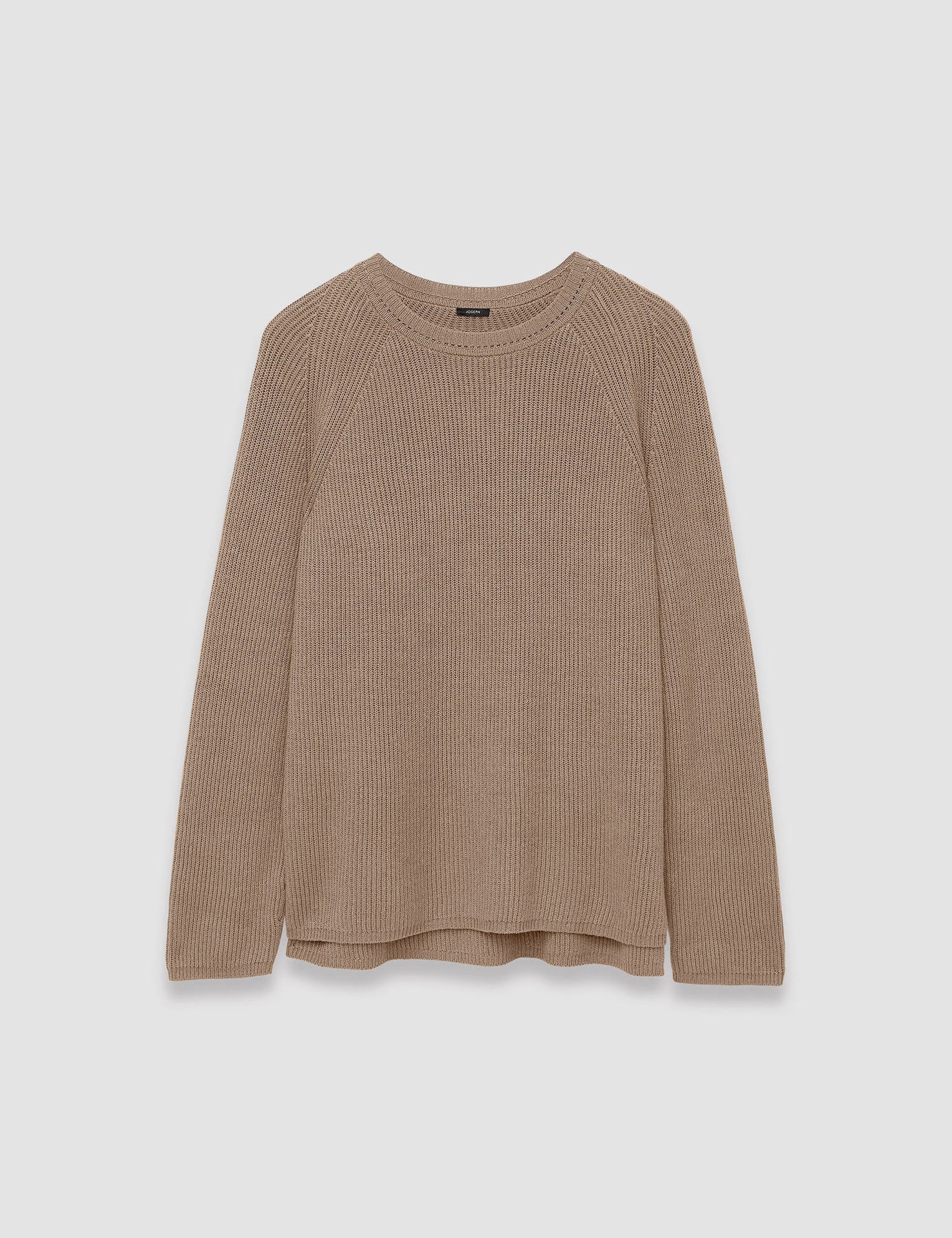 Brown Linen Cotton Knitted Round Neck Jumper - Joseph