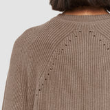 Brown Linen Cotton Knitted Round Neck Jumper - Joseph