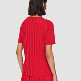 Red Satin Rib Top - Joseph