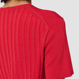 Red Satin Rib Top - Joseph