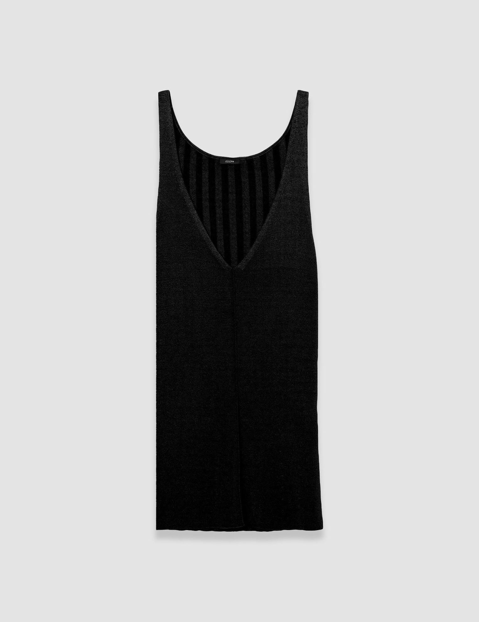 Black Satiny Rib Knitted Tank Top - Joseph