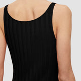 Black Satiny Rib Knitted Tank Top - Joseph