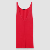 Red Satiny Rib Knitted Tank Top - Joseph