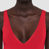 Red Satiny Rib Knitted Tank Top - Joseph